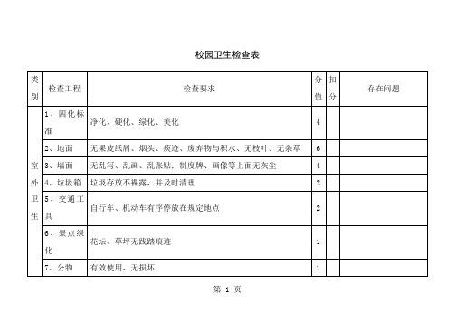 学校卫生检查表