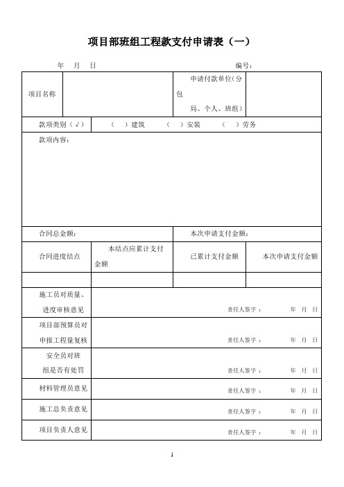 建筑工程、材料款支付申请表