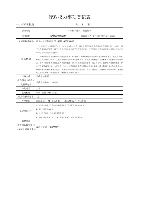 林木种子生产经营许可