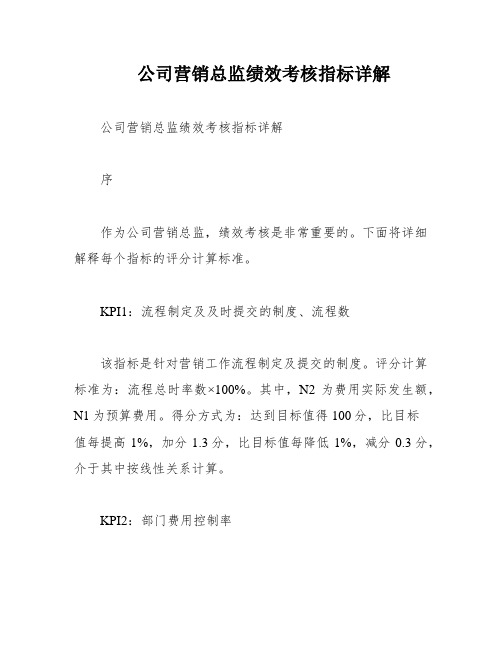 公司营销总监绩效考核指标详解