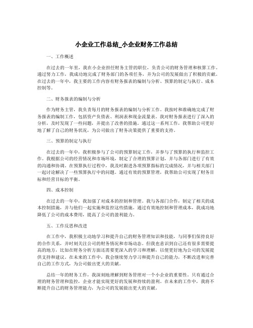 小企业工作总结_小企业财务工作总结