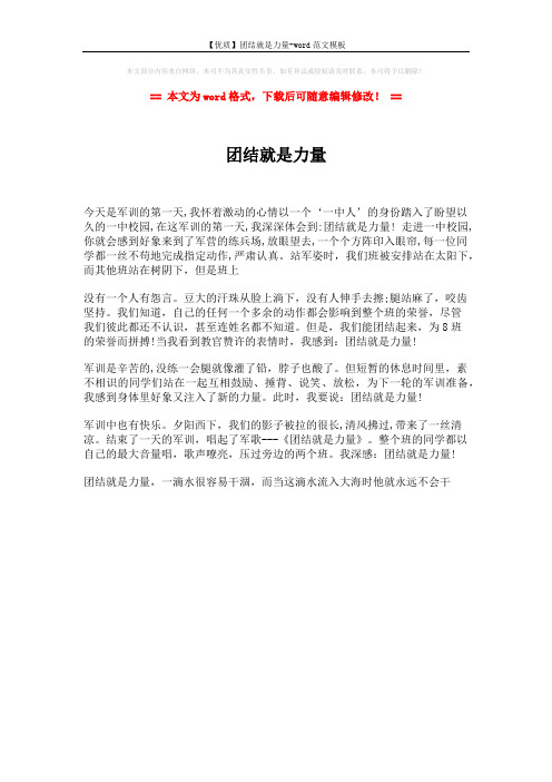 【优质】团结就是力量-word范文模板 (1页)
