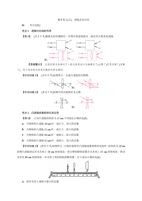 期末复习(五) 透镜及其应用(习题)—2020秋人教版八年级物理上册