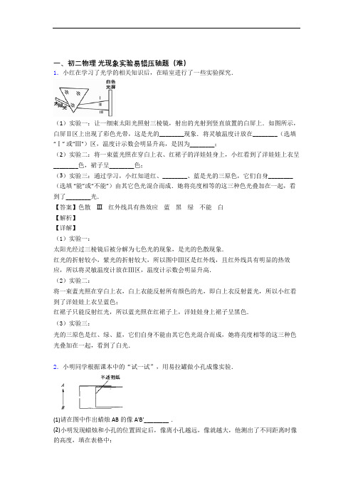 【精选】北师大版物理八年级上册 光现象实验中考真题汇编[解析版]
