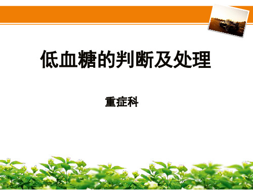 低血糖的判断及处理  ppt课件