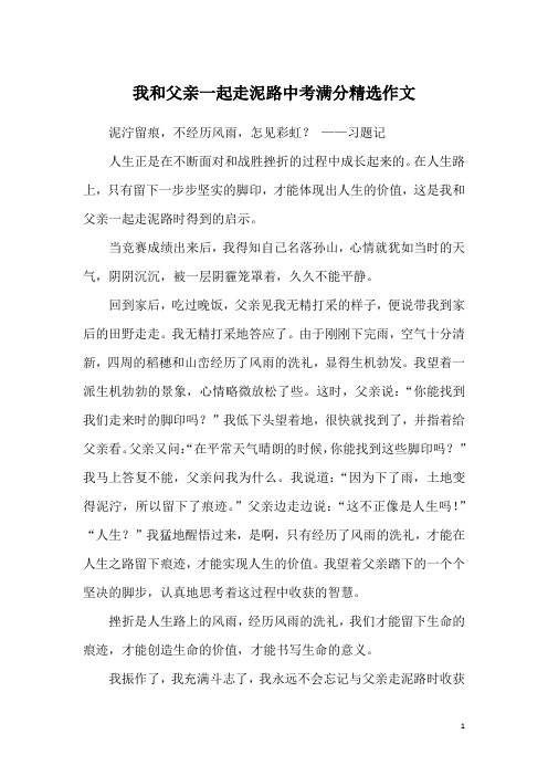 我和父亲一起走泥路中考满分精选作文