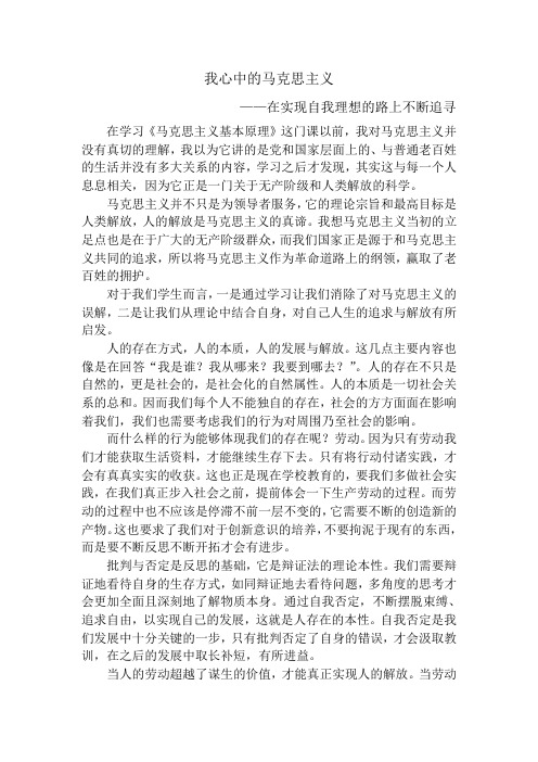 马克思基本主义原理作业感悟——我心中的马克思主义