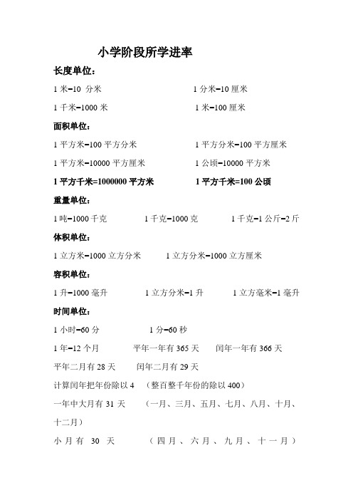 公式、进率表