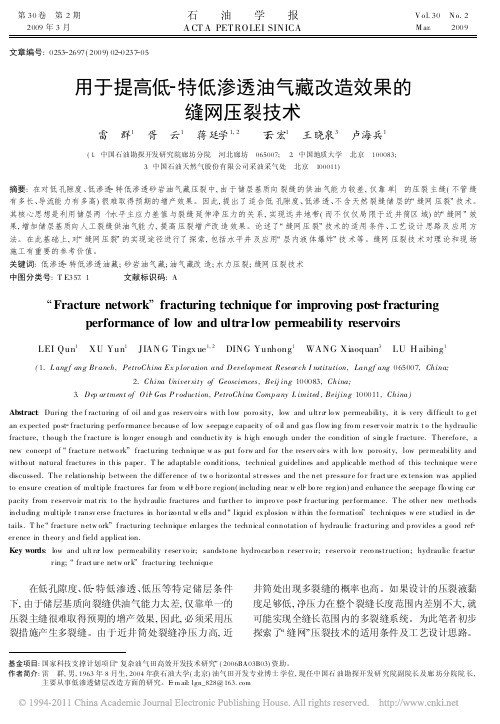 用于提高低_特低渗透油气藏改造效果的缝网压裂技术_雷群