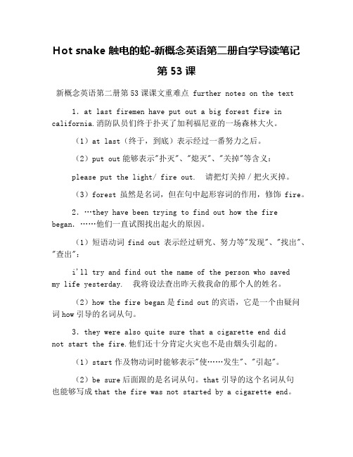 Hot snake 触电的蛇-新概念英语第二册自学导读笔记第53课