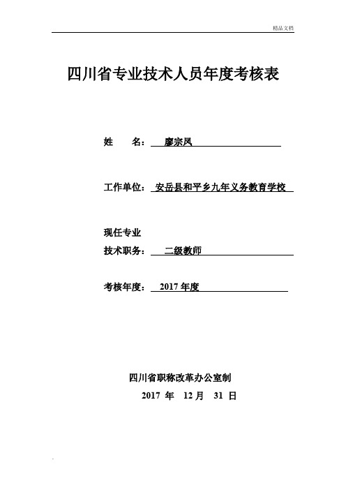 四川省专业技术人员年度考核表1