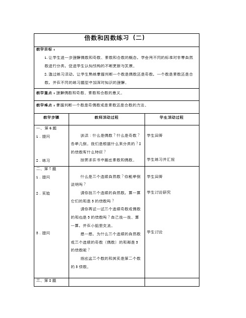 数学知识点苏教版四年级下册《倍数和因数练习》word教案之一-总结
