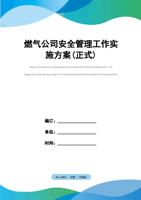燃气公司安全管理工作实施方案(正式)