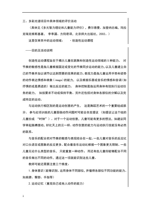 多彩光谱项目中具体领域的评价活动