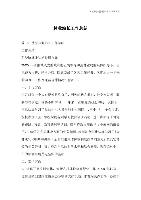 林业站长工作总结