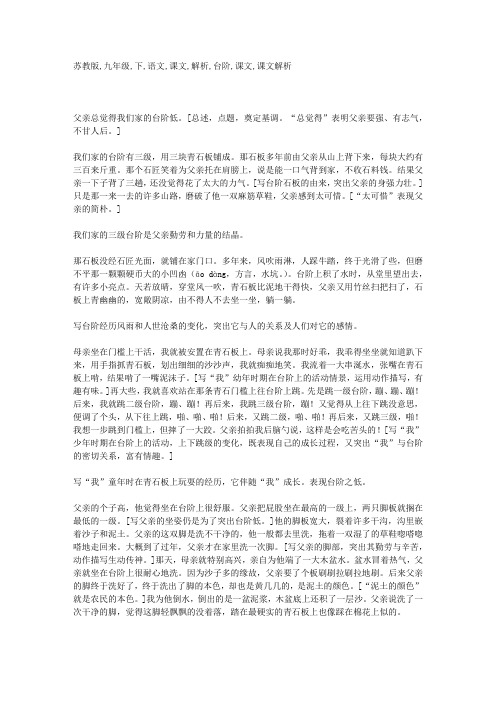 苏教版九年级下语文课文解析11：台阶