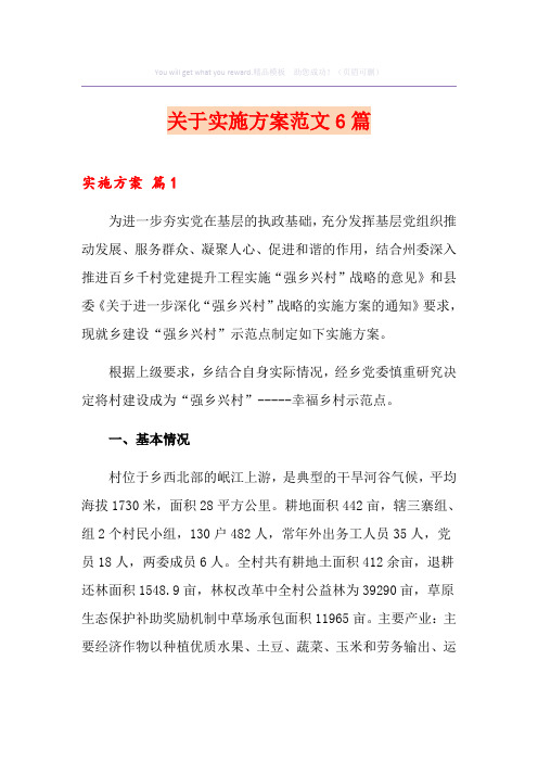 关于实施方案范文6篇