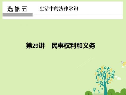 【创新设计】(浙江选考)2017版高考政治二轮复习 高分突破 第一篇 精练概讲专题 生活中的法律常识 第29讲 