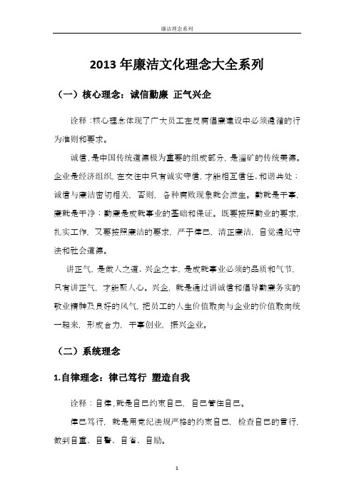 2013年廉洁文化理念大全系列