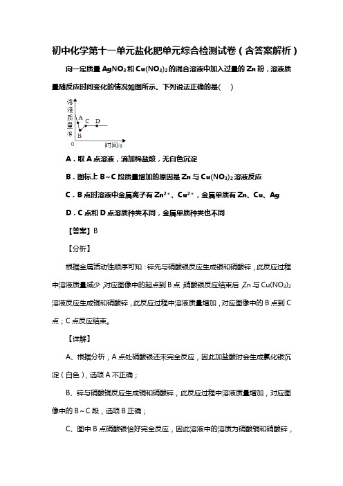初中九年级化学第十一单元盐化肥单元综合检测试卷(含答案解析)(196)