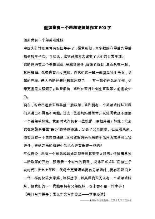 假如我有一个弟弟或妹妹作文500字