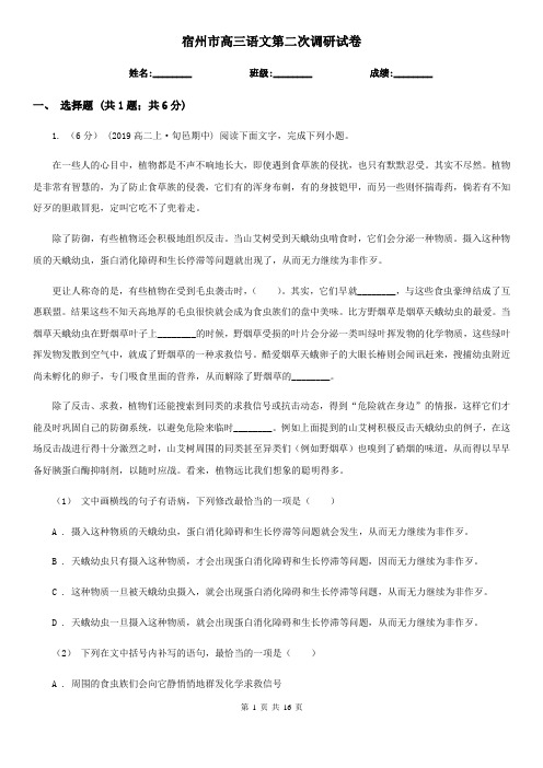 宿州市高三语文第二次调研试卷