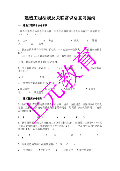 建设工程法规及相关知识总复习提纲