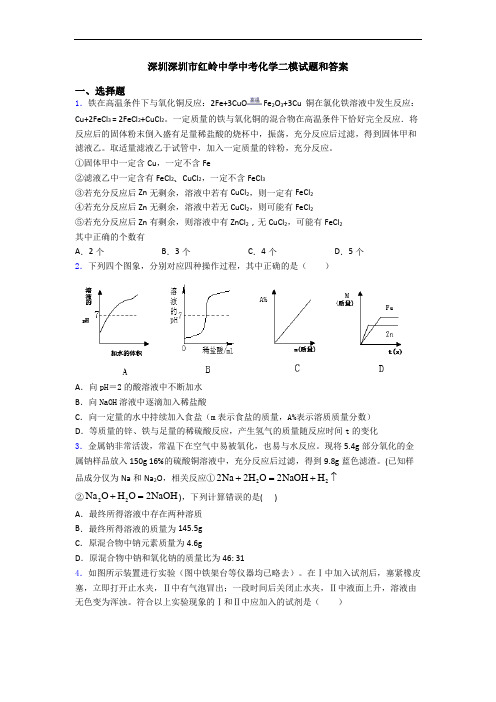 深圳深圳市红岭中学中考化学二模试题和答案