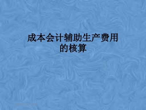 成本会计辅助生产费用的核算