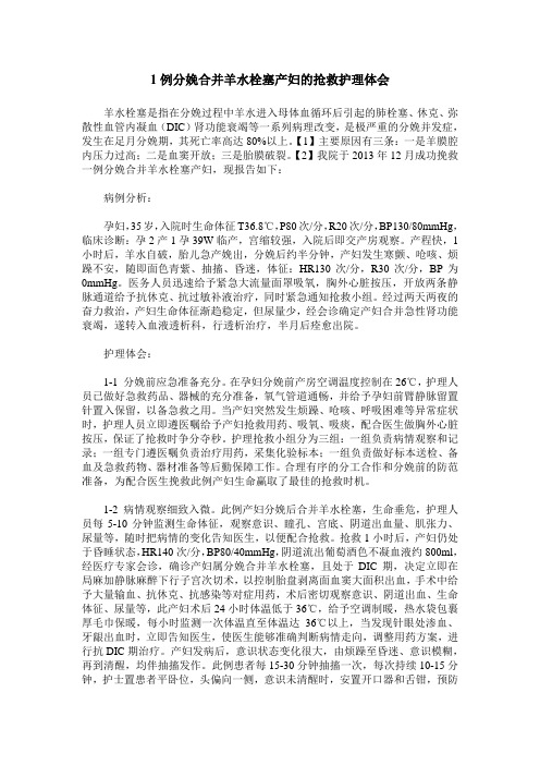 1例分娩合并羊水栓塞产妇的抢救护理体会
