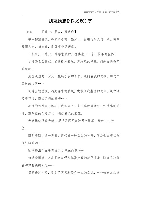 朋友我想你作文500字