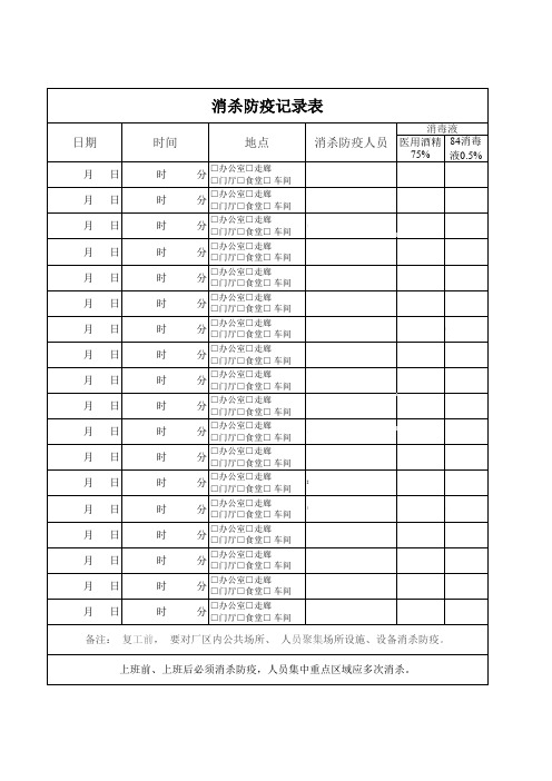 消杀防疫记录表