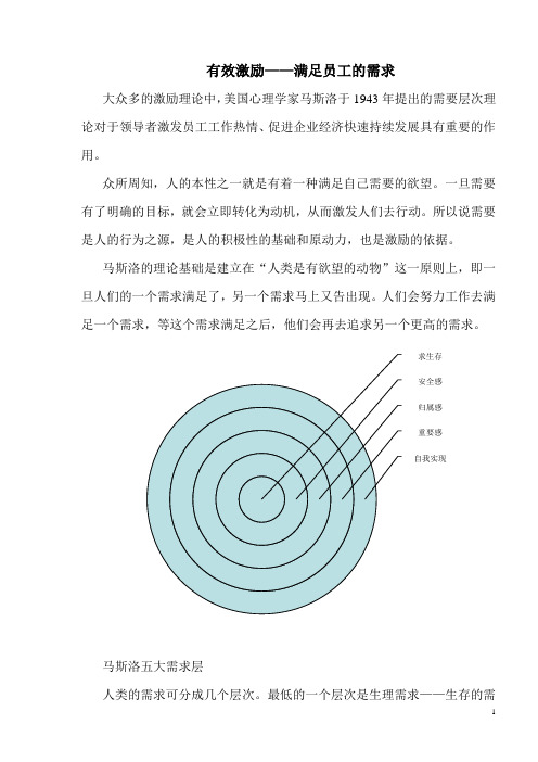 有效激励——满足员工的需求