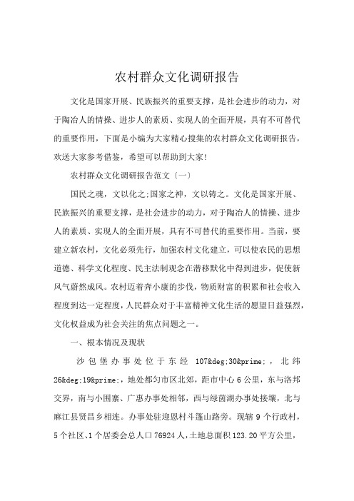 农村群众文化调研报告