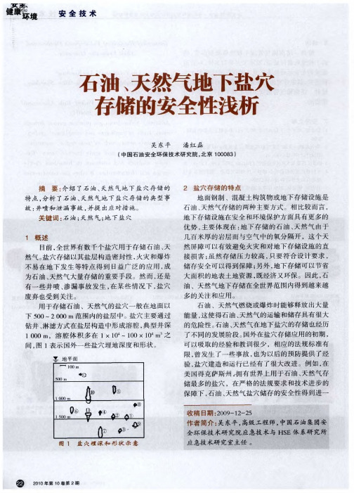 石油、天然气地下盐穴存储的安全性浅析