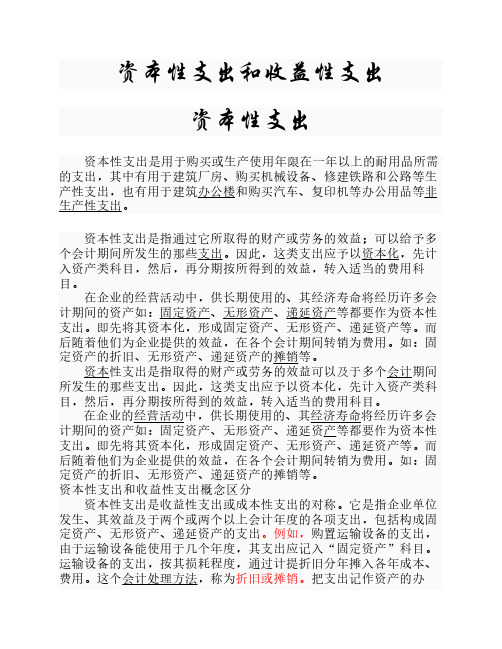 资本性支出与收益性支出