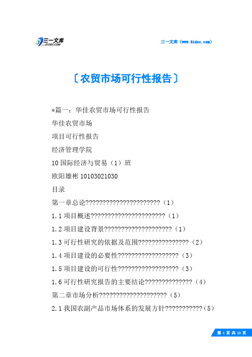 农贸市场可行性报告
