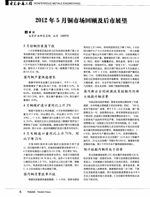 2012年5月铜市场回顾及后市展望
