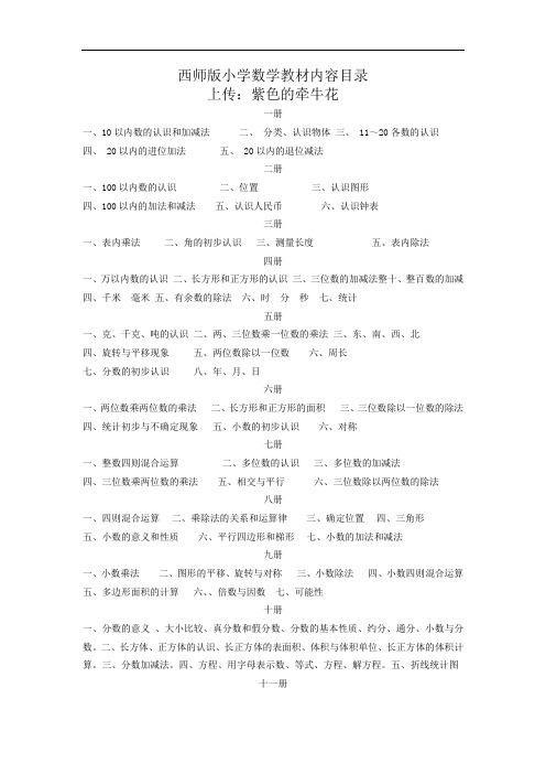 西师版小学数学知识体系