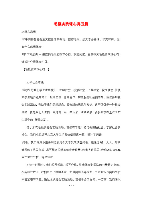 毛概实践课心得五篇