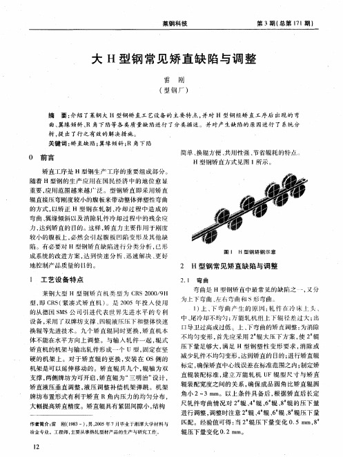 大H型钢常见矫直缺陷与调整