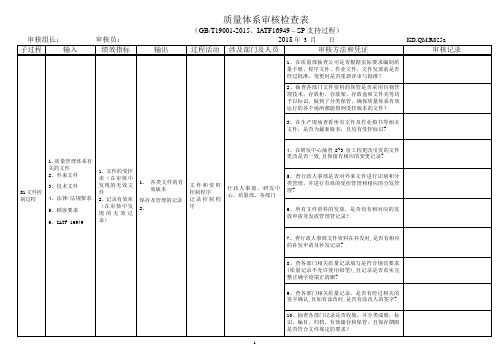 SOP支持过程--内审检查表