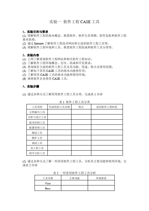 实验一 软件工程CASE工具