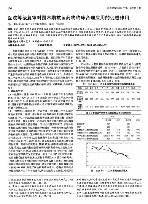 医院等级复审对围术期抗菌药物临床合理应用的促进作用