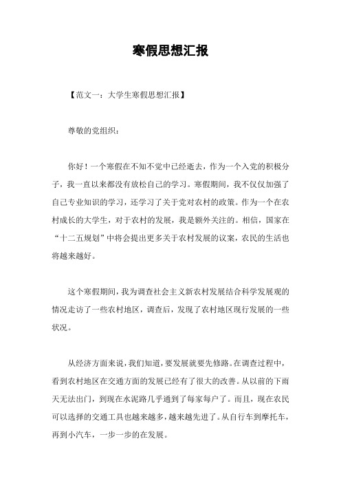 寒假思想汇报
