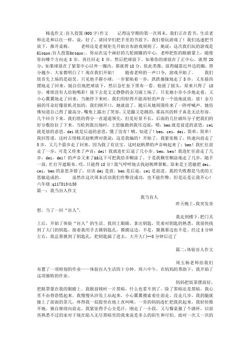 盲人投篮(900字)作文