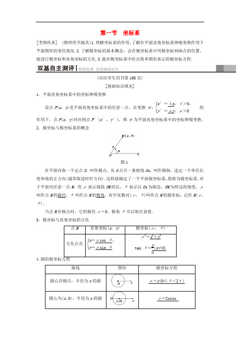2019年高考数学一轮复习学案+训练+课件(北师大版理科)： 坐标系与参数方程 第1节 坐标系学案 理 北师大版