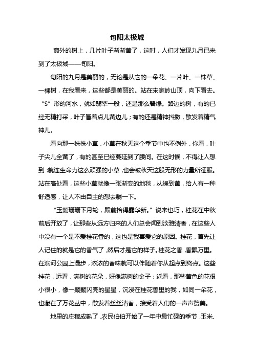 初一作文：旬阳太极城作文700字
