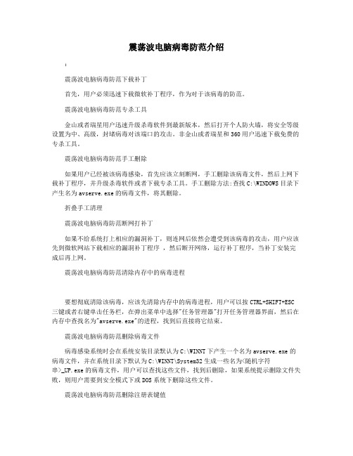 震荡波电脑病毒防范介绍