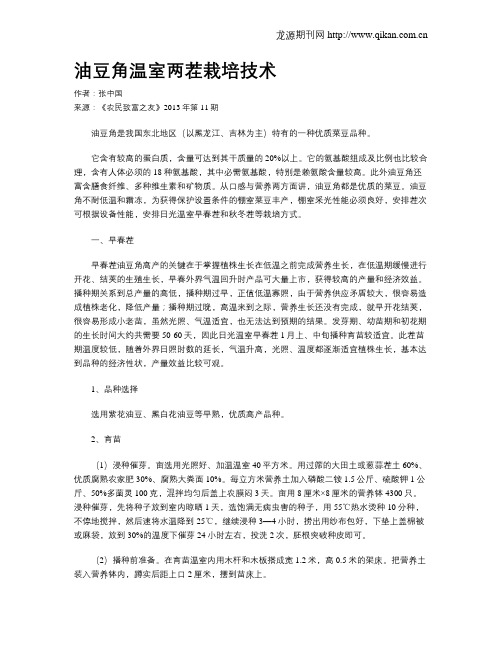 油豆角温室两茬栽培技术